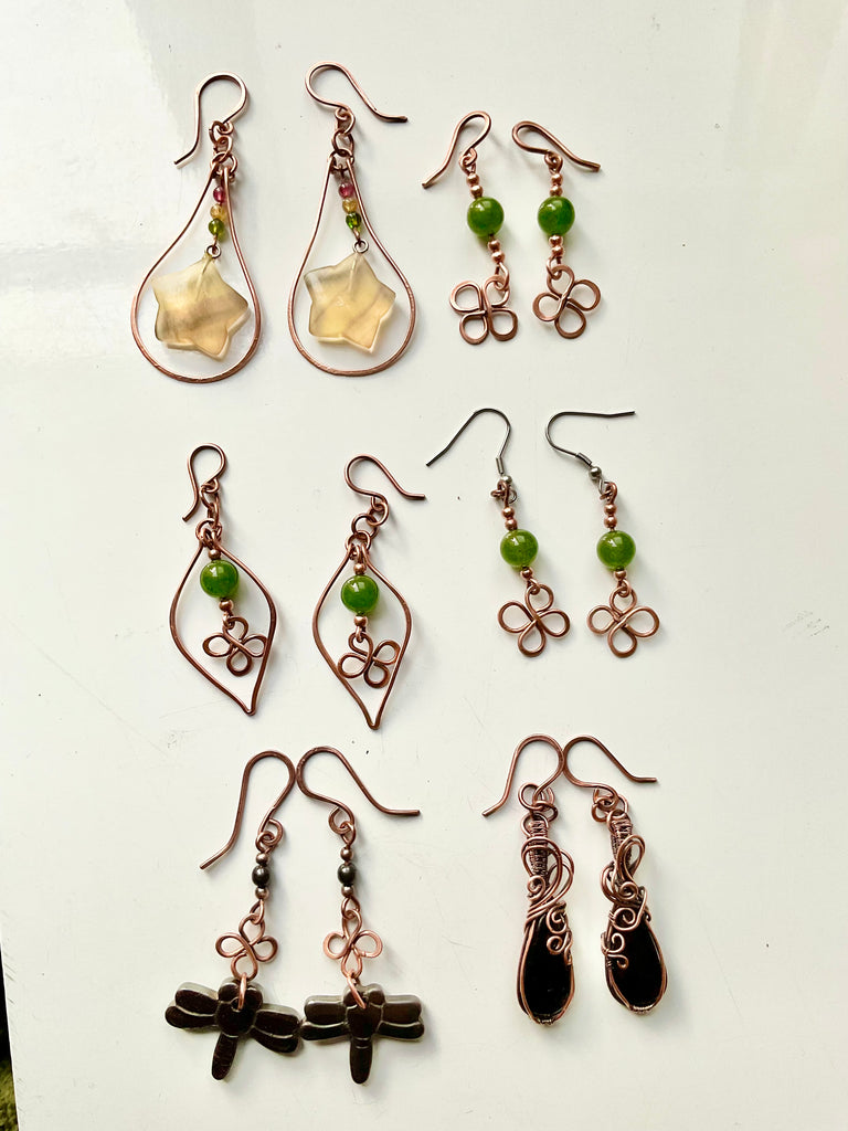 Fluorite Star Earrings with Rainbow Tourmaline