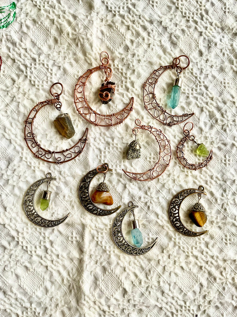 Crescent Moon Crystal Pendants