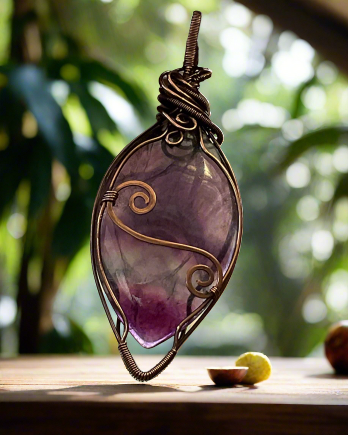 Rainbow Fluorite Wire Wrapped Pendant - Connie’s Crystals 