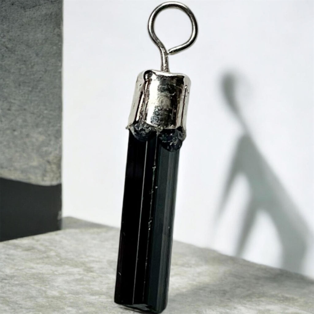 Black Tourmaline & Epidote in Black Tourmaline Pendants
