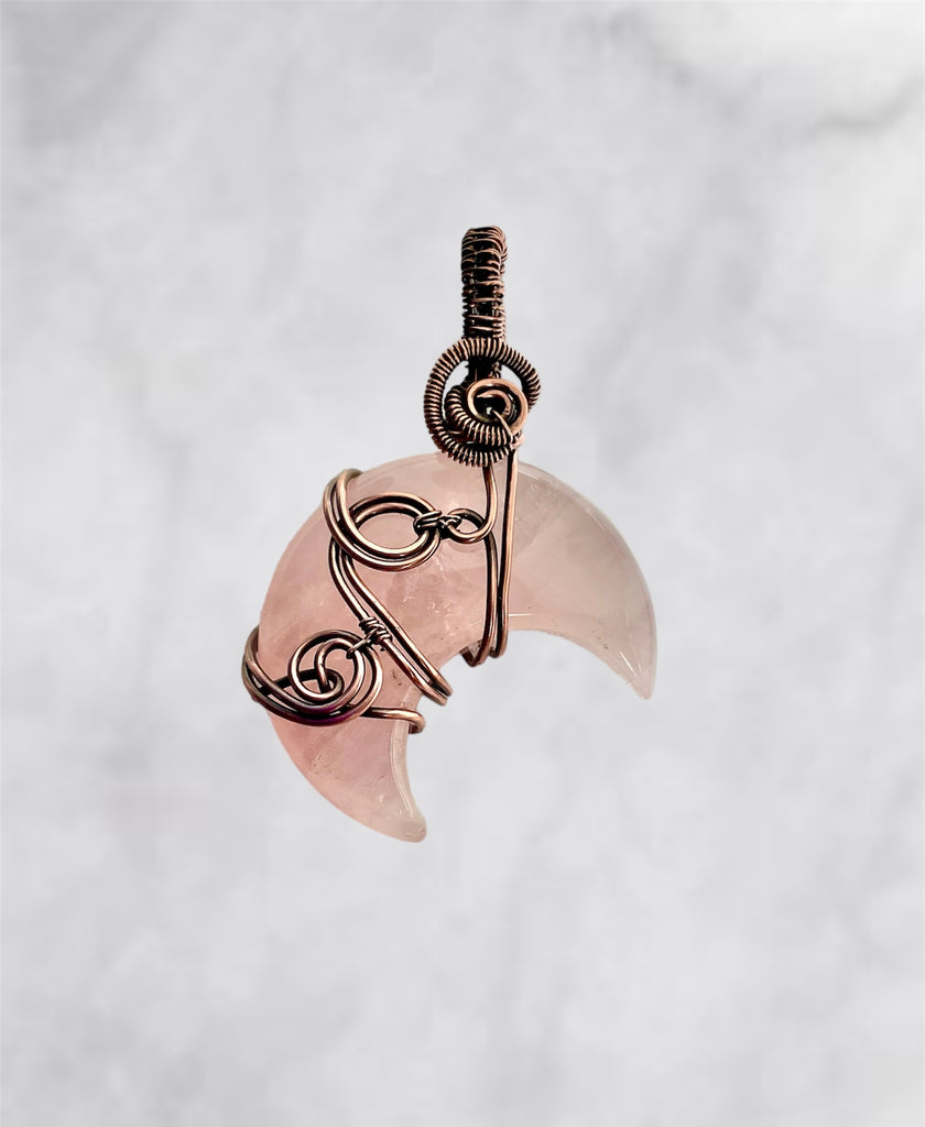 Rose Quartz Crescent Moon Pendant