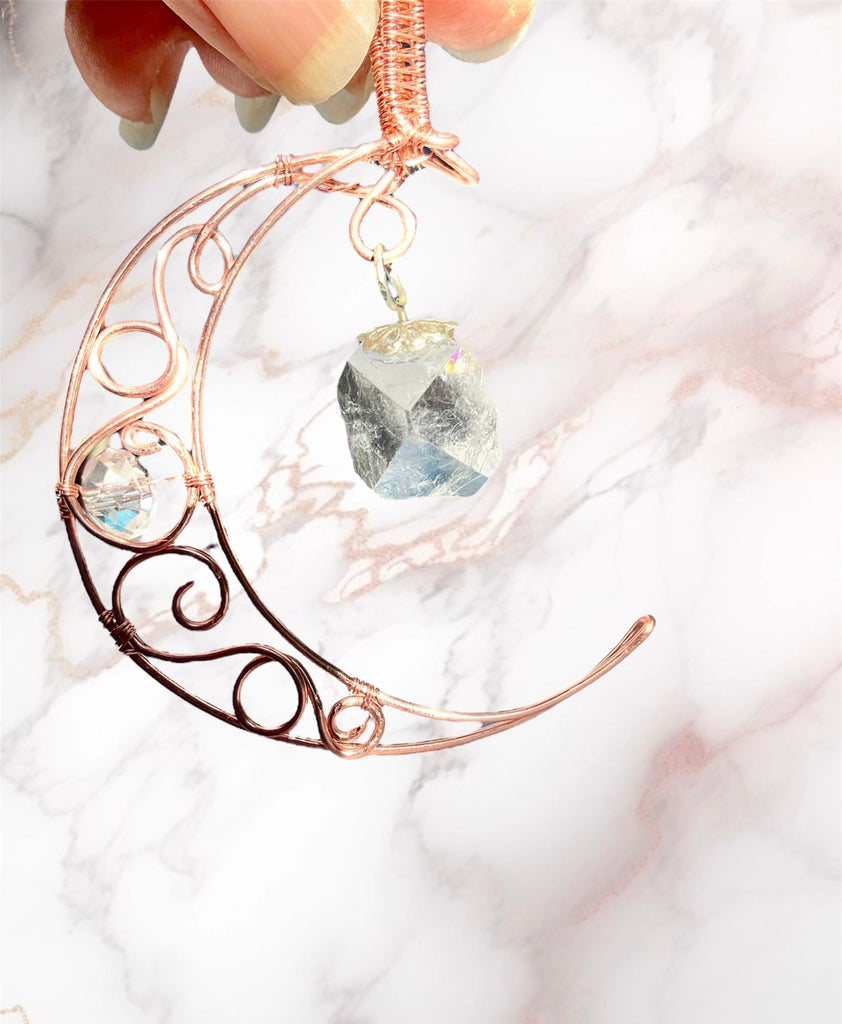 Crescent Moon with Apophyllite Pendant/Suncatcher