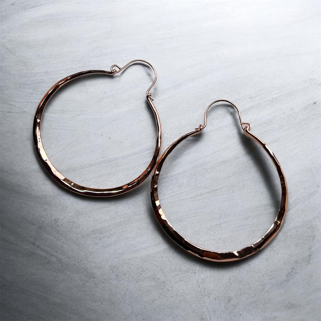 Hammered Copper Hoop Earrings