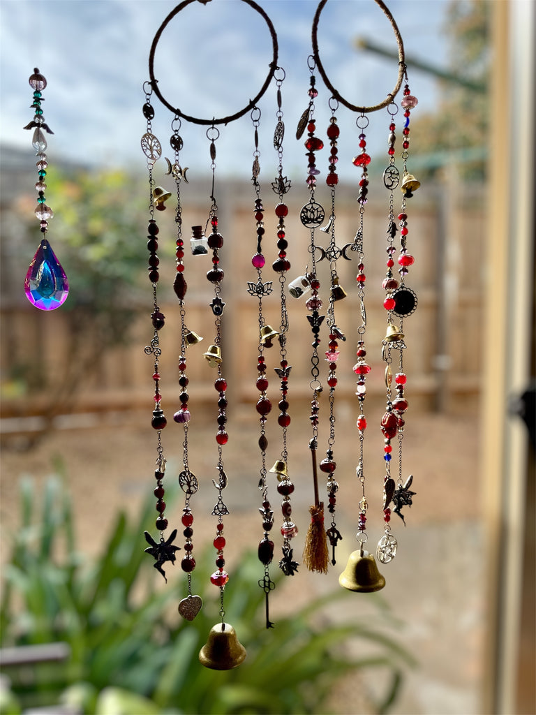 Custom Witch Bell Chimes - Maroon & Red Theme