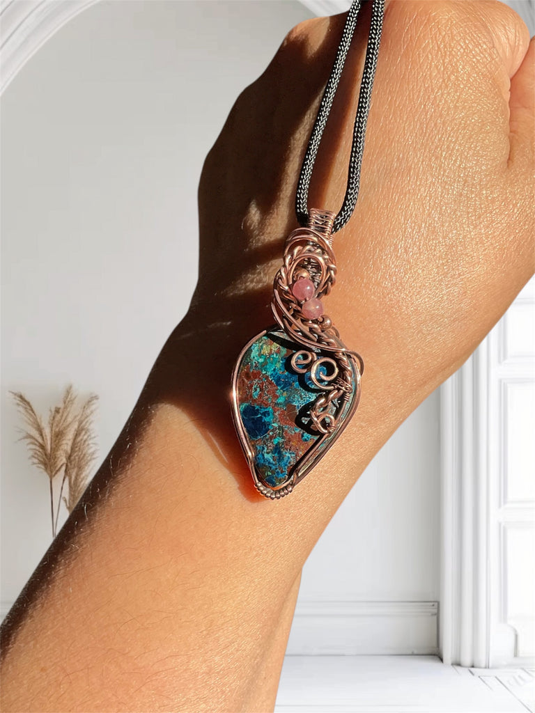 Azurite & Chrysocolla with Pink Tourmaline Accent