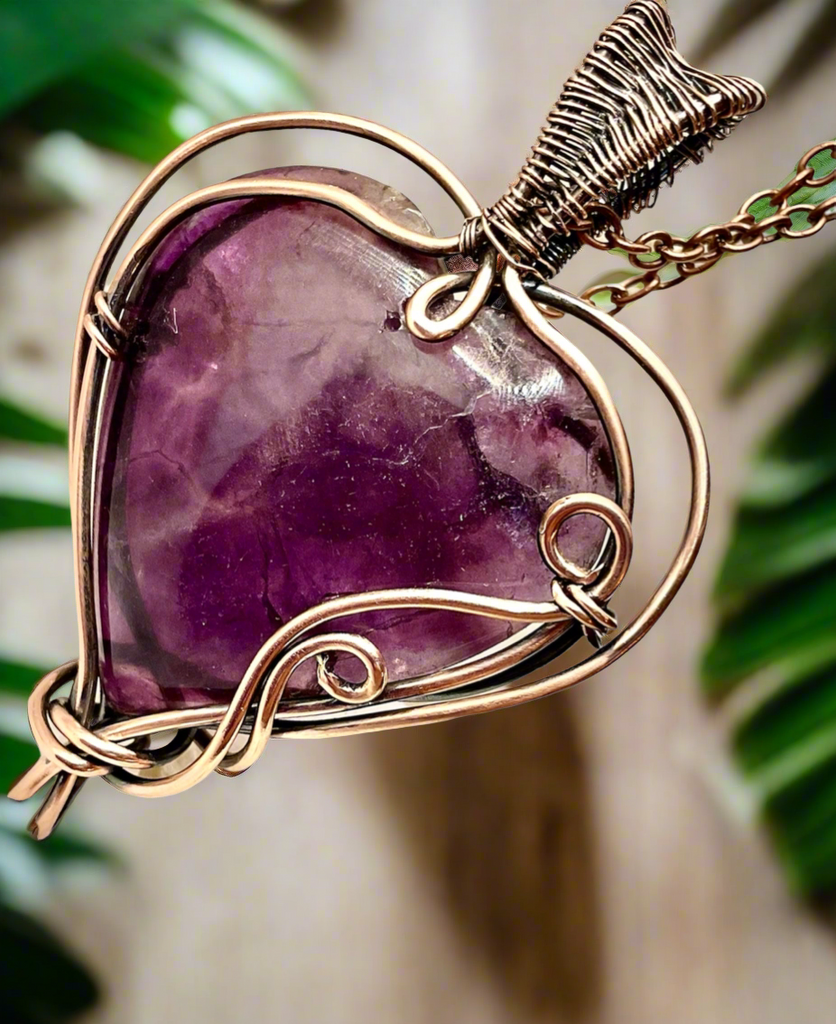 Purple Fluorite Heart Shaped Pendant - Connie’s Crystals 