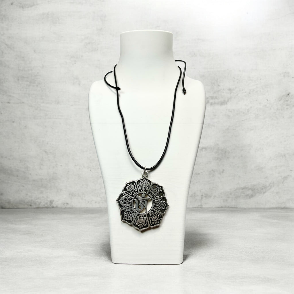 🪶 Tibetan Silver Ohm Pendant on Adjustable Leather Cord - Connie’s Crystals 