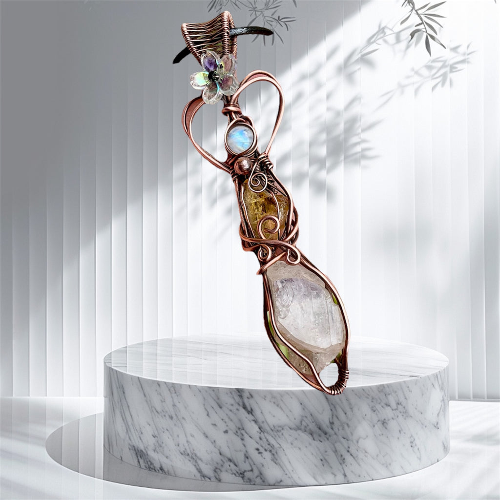 Peach Topaz with Citrine and Moonstone Accents