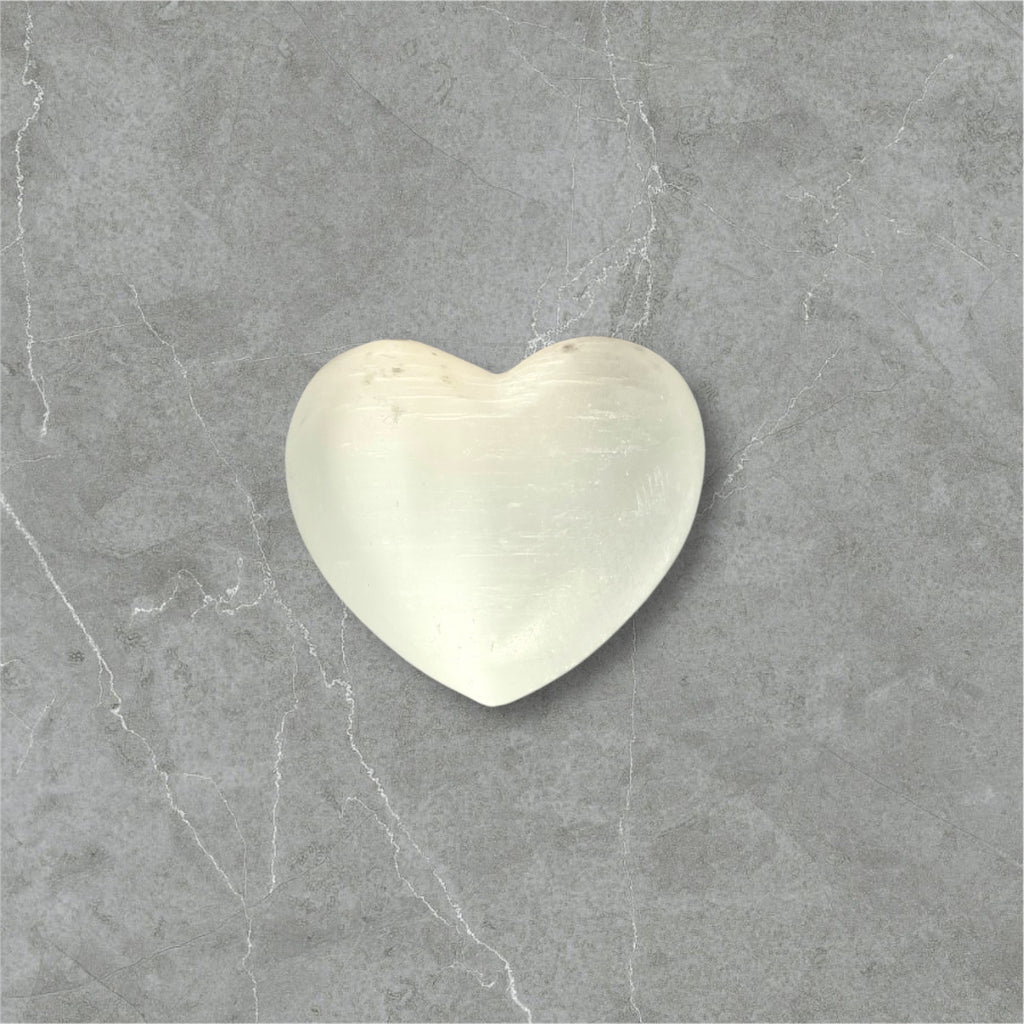 Selenite Puffy Heart