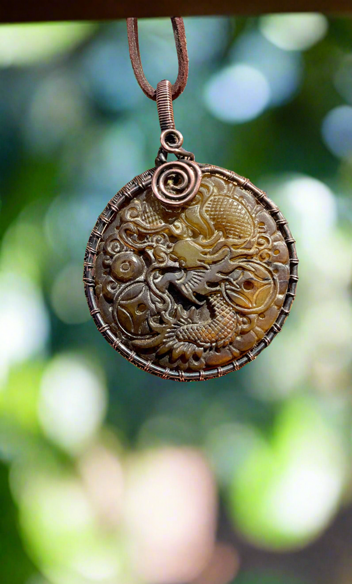 Old Jade Dragon Pendant - Connie’s Crystals 