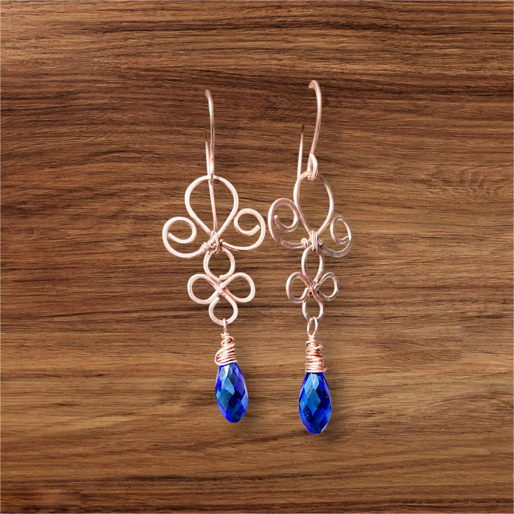 Blue Crystal Dangle Earrings