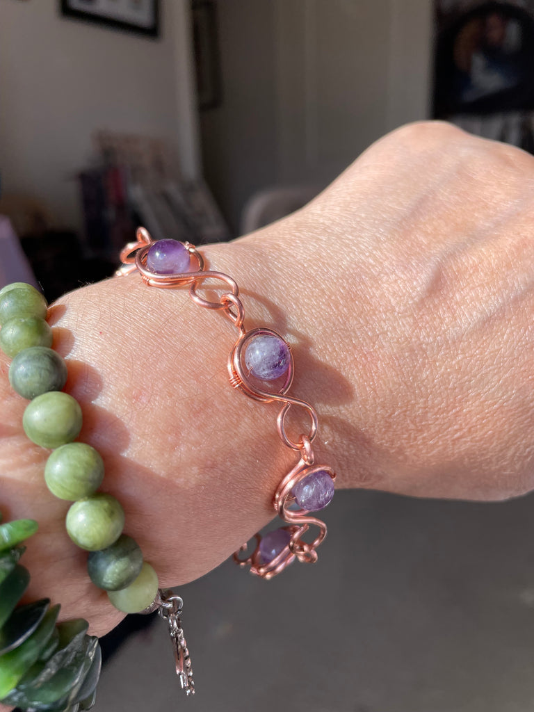 Amethyst & Copper Link Bracelet