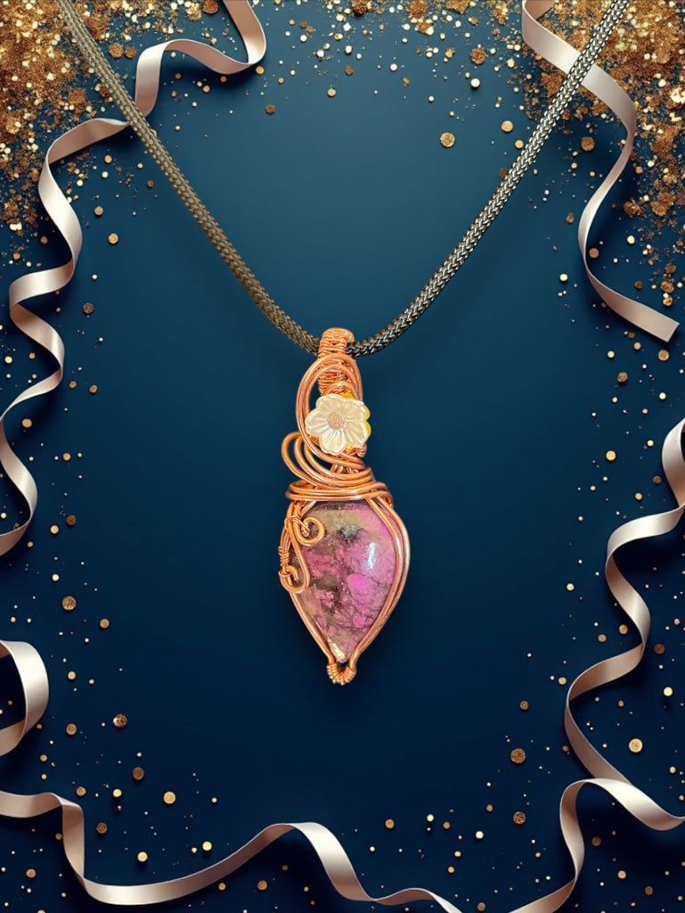 Cobalt Calcite Wire Wrapped Pendant
