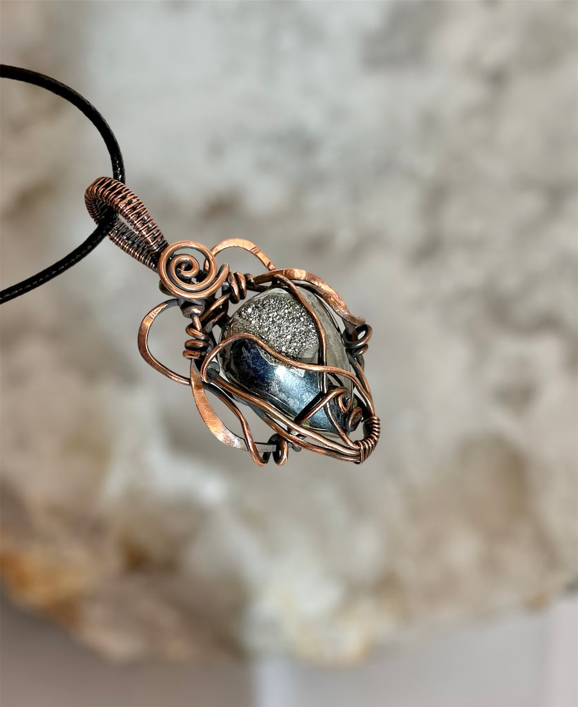 Titanium Silver Druzy Geode Agate Pendant - Connie’s Crystals 