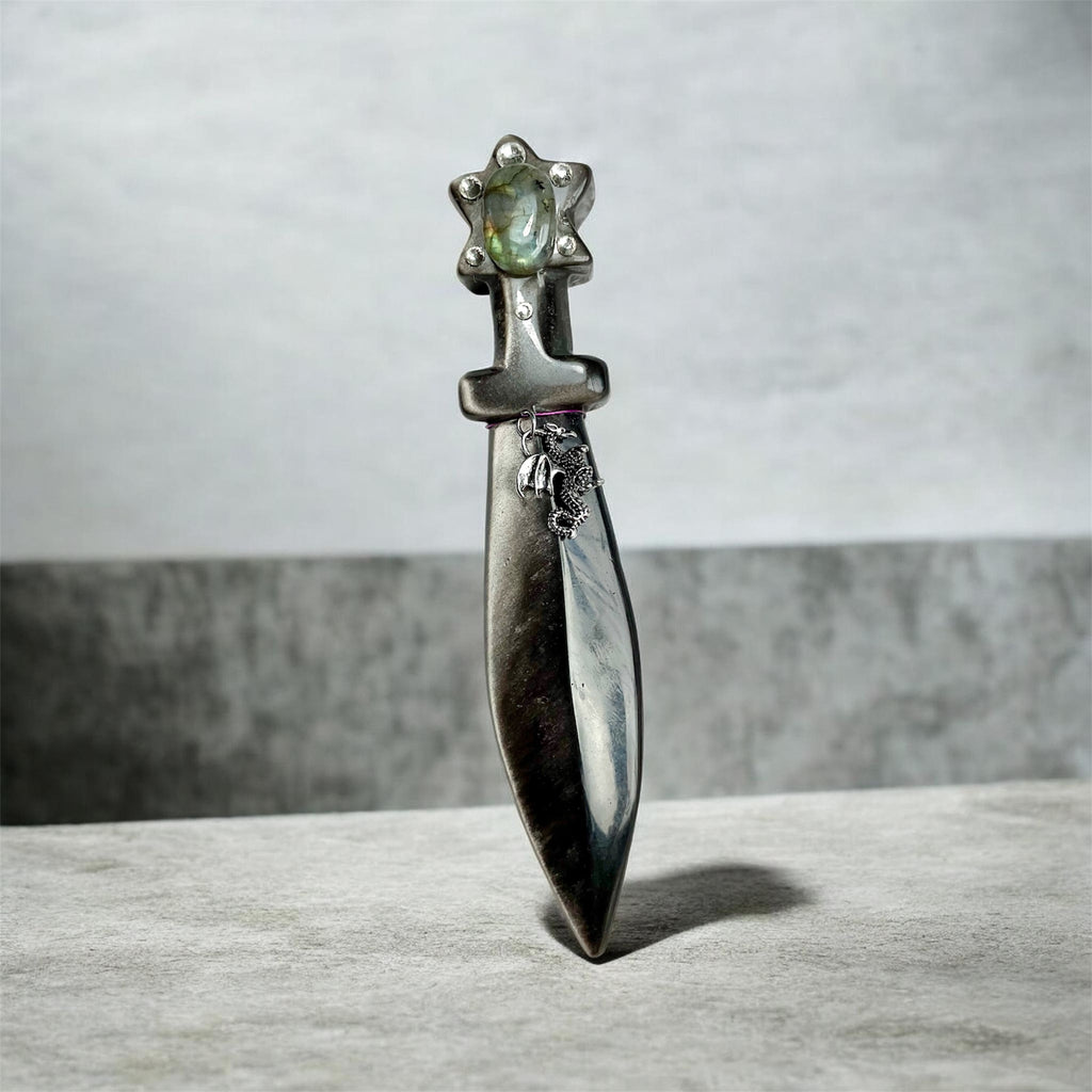 Crystal Athames & Selenite Ritual Wand with Labradorite – Choose Your Piece