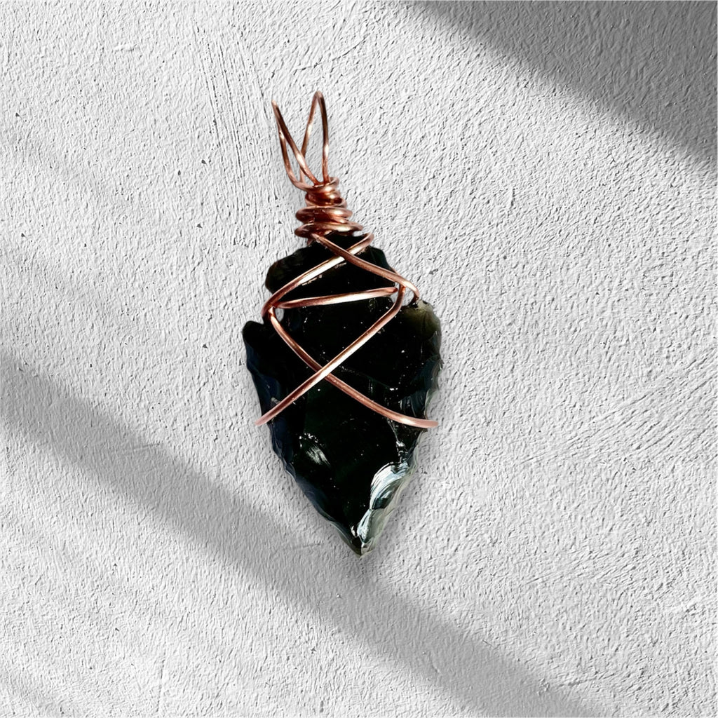 Obsidian and Carnelian ArrowPoint Pendants