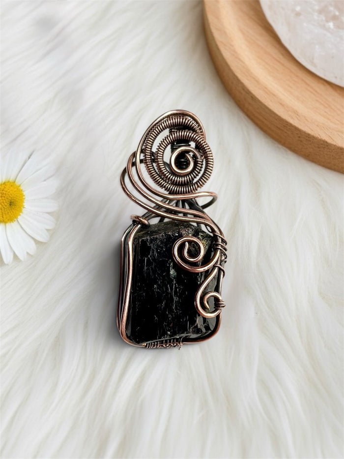 Black Tourmaline Wire Wrapped Pendant