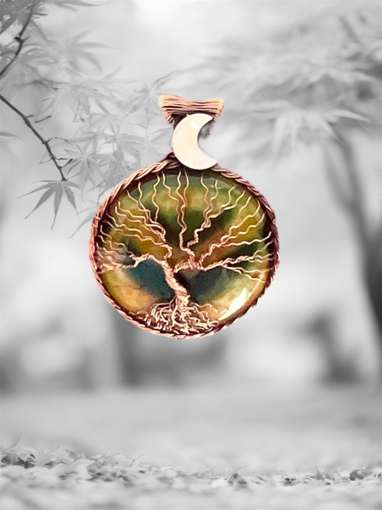 Fire Agate Tree of Life Pendant
