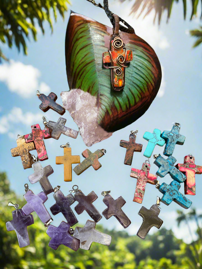 Mini Gemstone Cross Pendants - Connie’s Crystals 