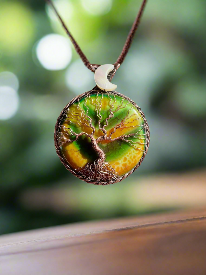 Fire Agate Tree of Life Pendant