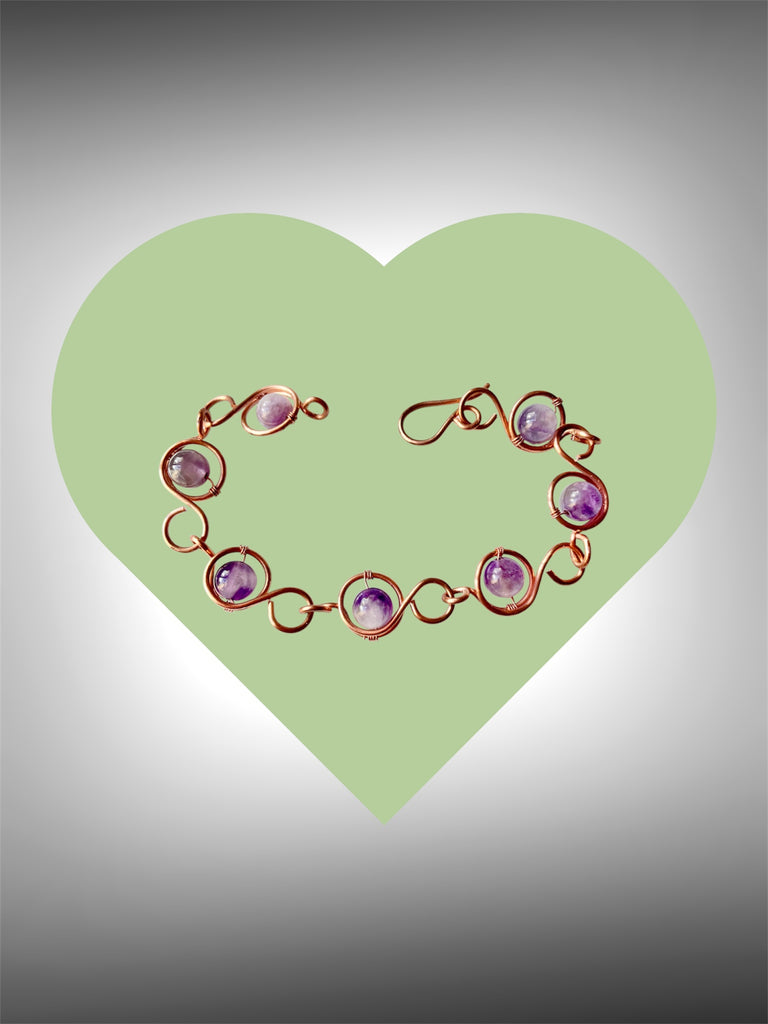 Amethyst & Copper Link Bracelet