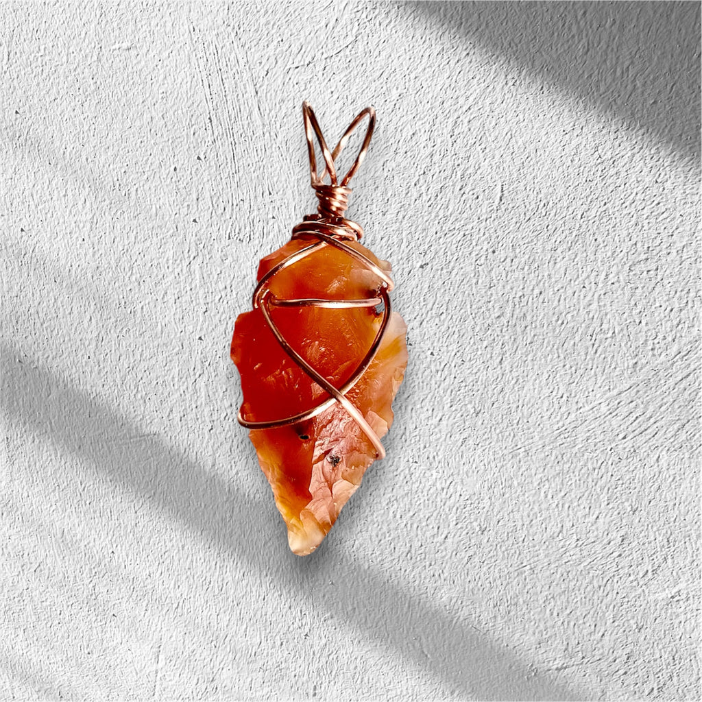 Obsidian and Carnelian ArrowPoint Pendants