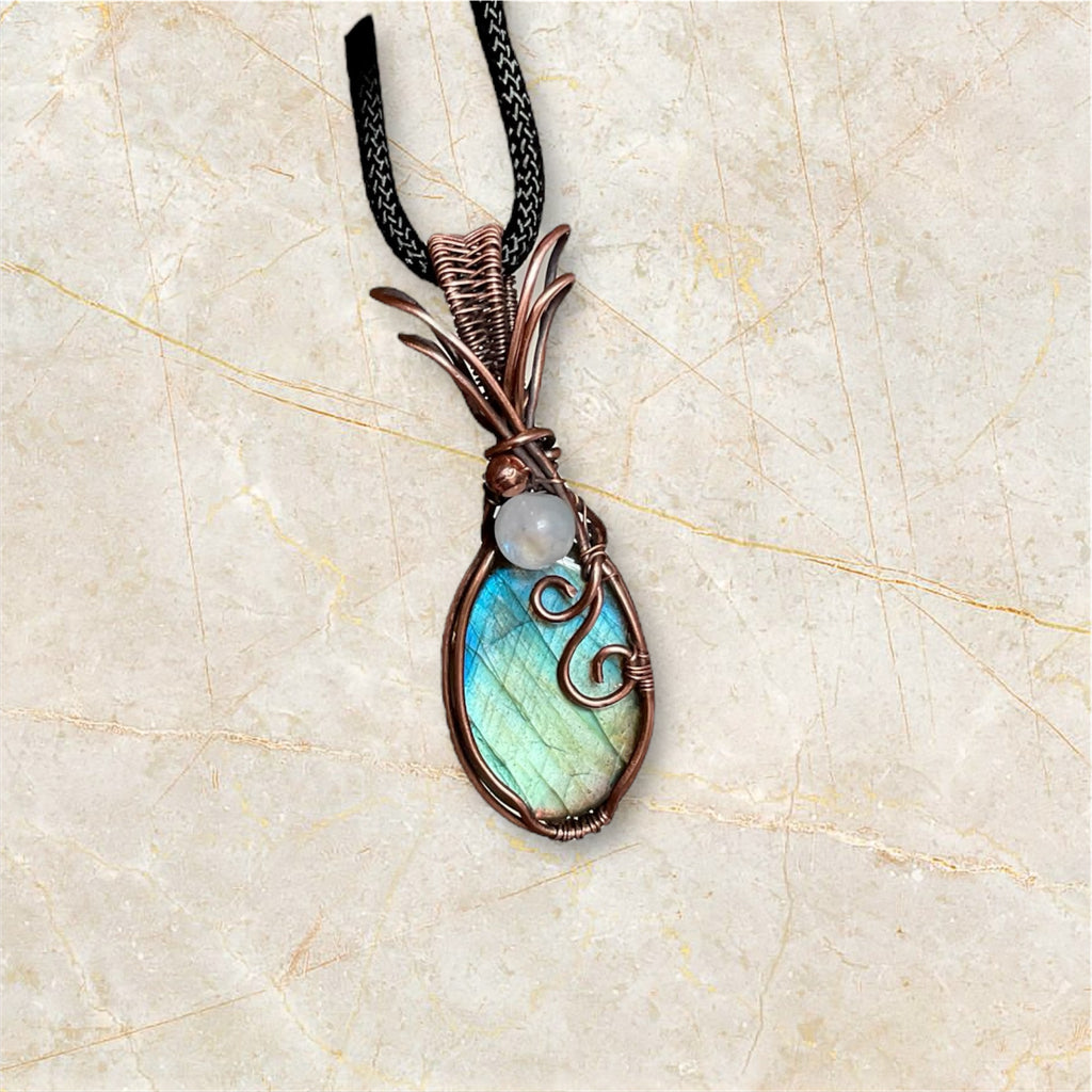 Labradorite Pendant with Moonstone Accent