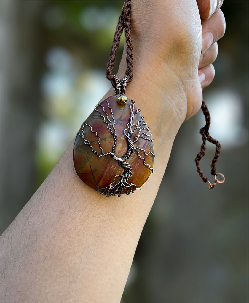 Cherry Creek Jasper Wire Wrapped Tree Of Life Pendant - Connie’s Crystals 