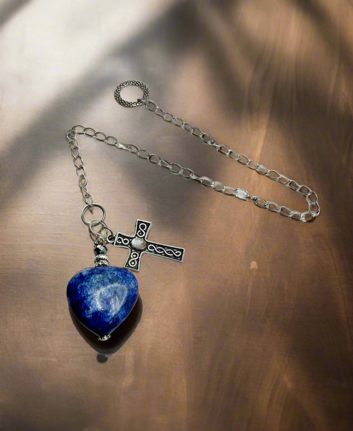 Lapis Lazuli With Tibetan Silver Cross Bookmark