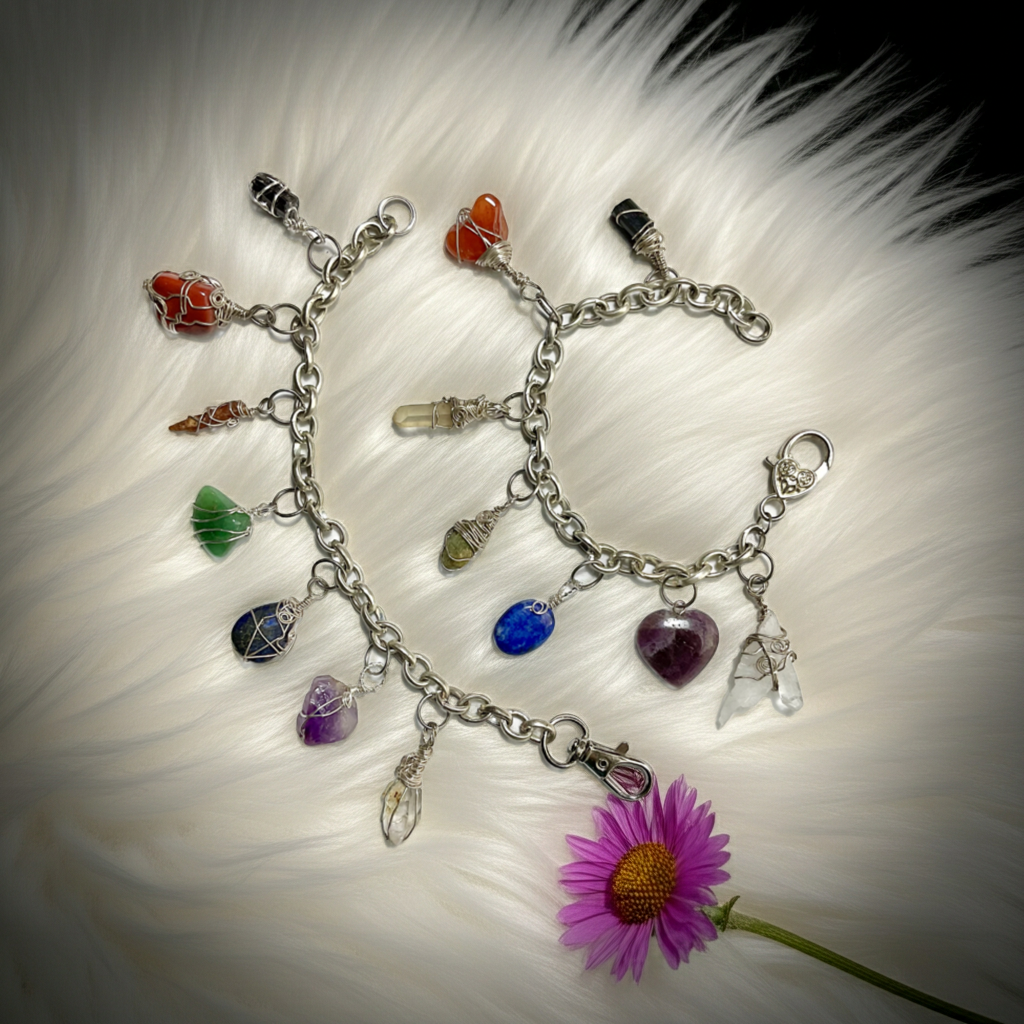 Chakra Wire Wrapped Gemstone Charm Bracelets - Connie’s Crystals 