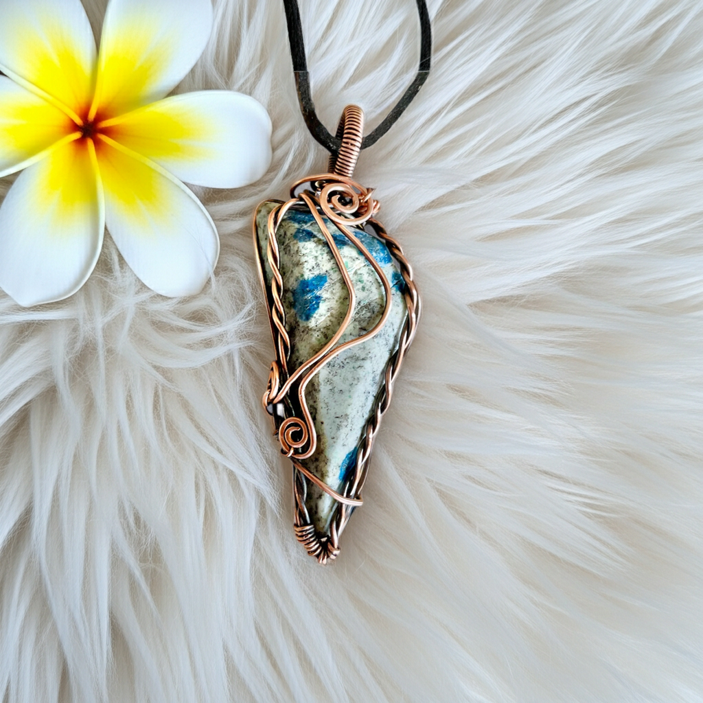 Azurite In Granite K2 Wire Wrapped Pendant - Connie’s Crystals 