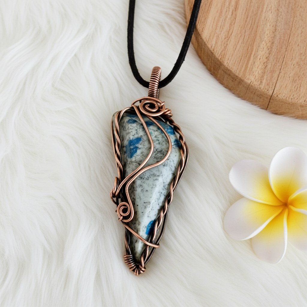 Azurite In Granite K2 Wire Wrapped Pendant - Connie’s Crystals 