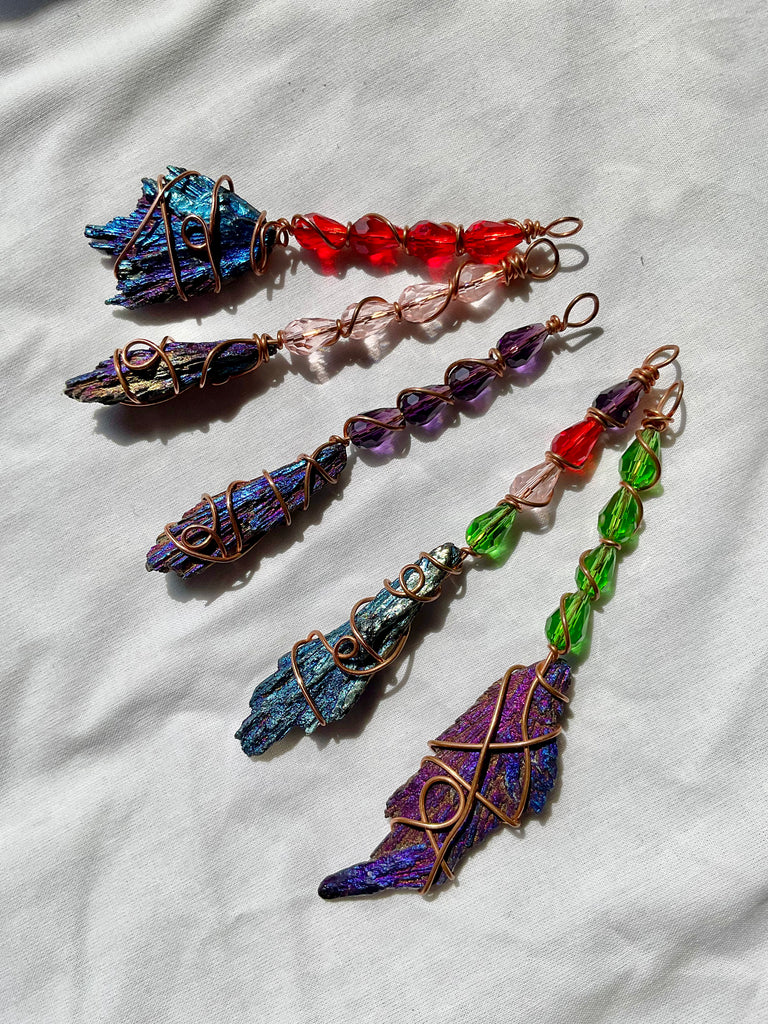 Black Kyanite Titanium Aura Witches Broomstick - Connie’s Crystals 