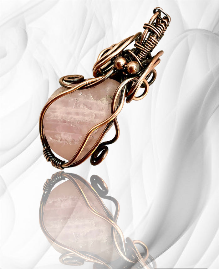 Rose Quartz Wire Wrapped Pendant - Connie’s Crystals 