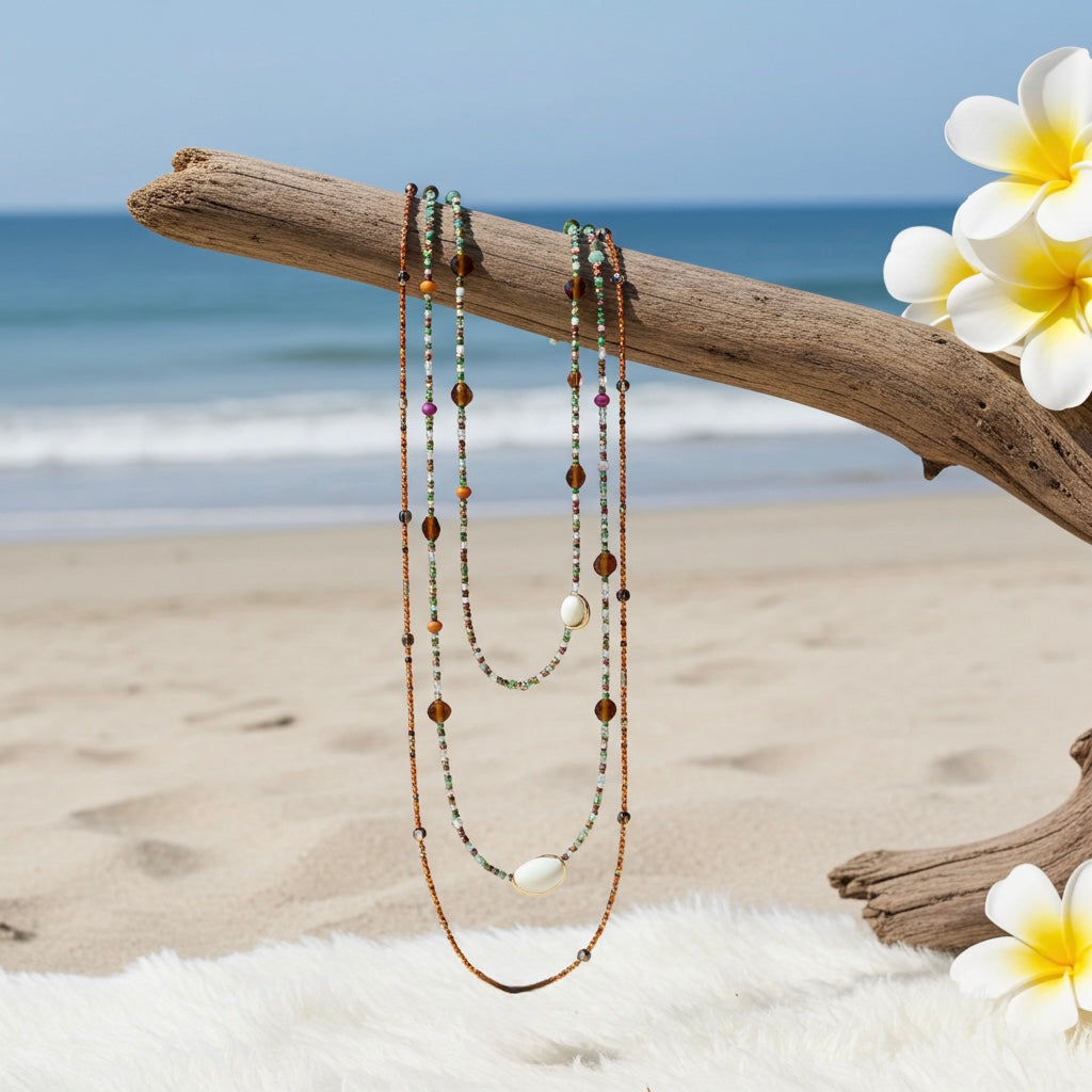 Hippie Boho Beaded Necklace And Bracelet.