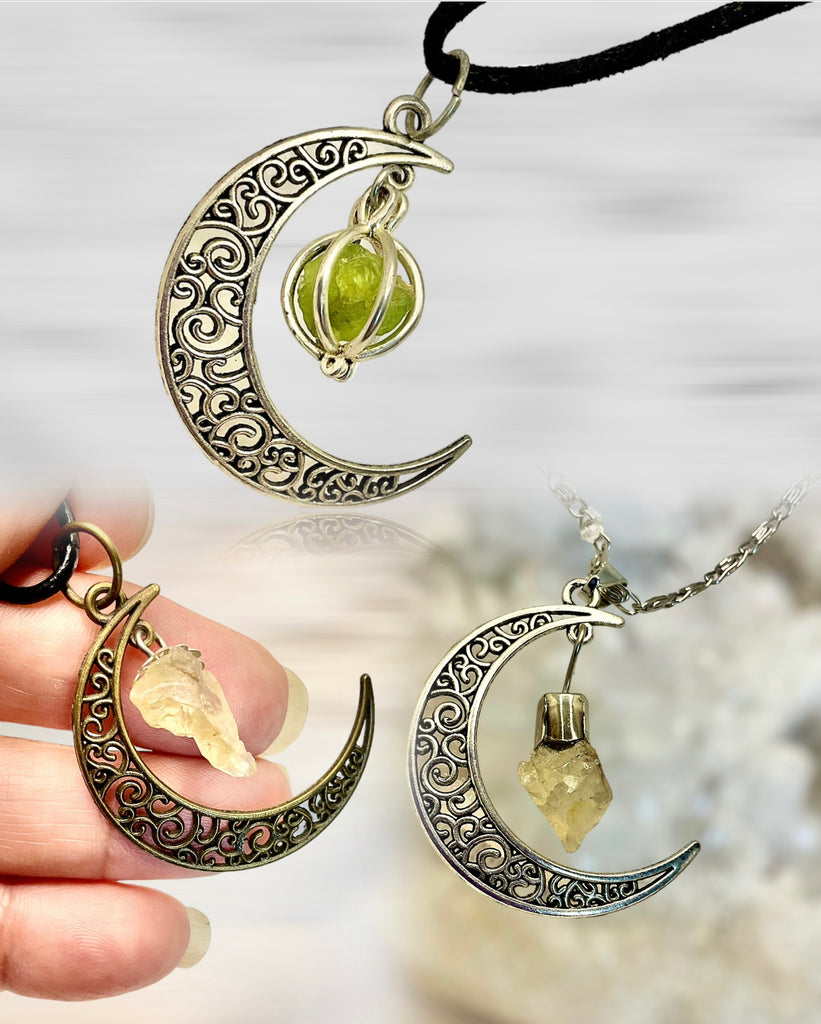 Crescent Moon Gemstone Pendants - Connie’s Crystals 