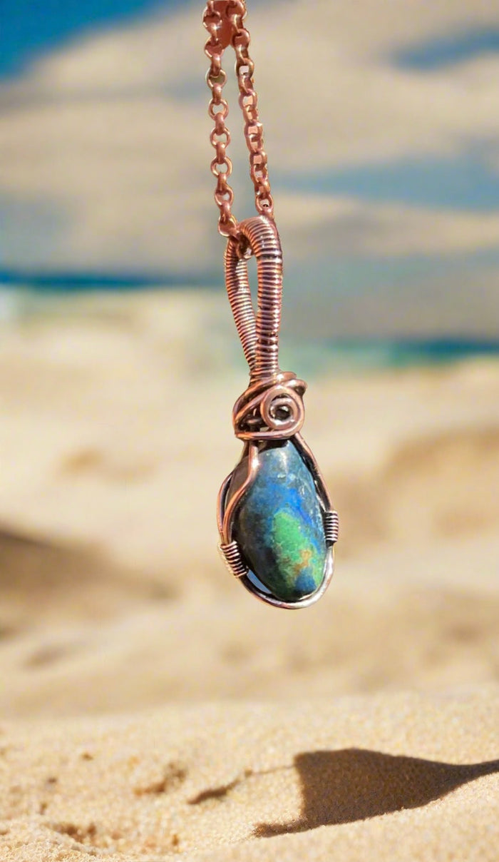 Azurite With Chrysocholla Pendant - Connie’s Crystals 