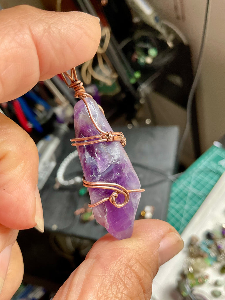 Amethyst Tumbled Polished Points Pendants - Connie’s Crystals 