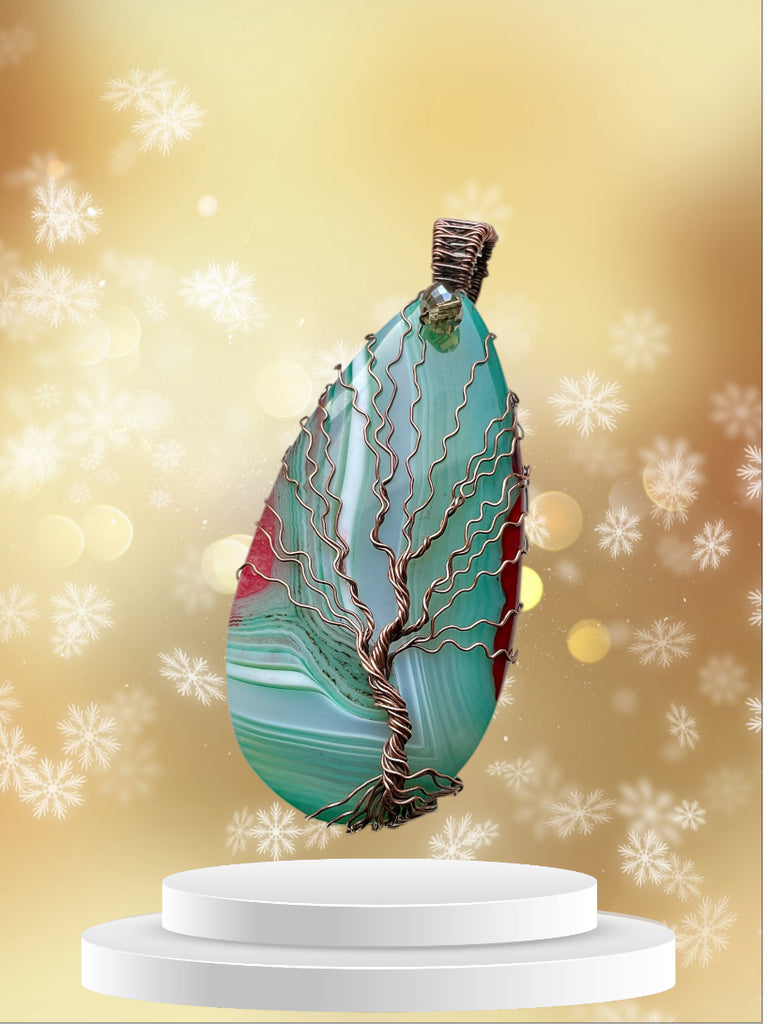 Druzy Agate Tree of Life Pendants