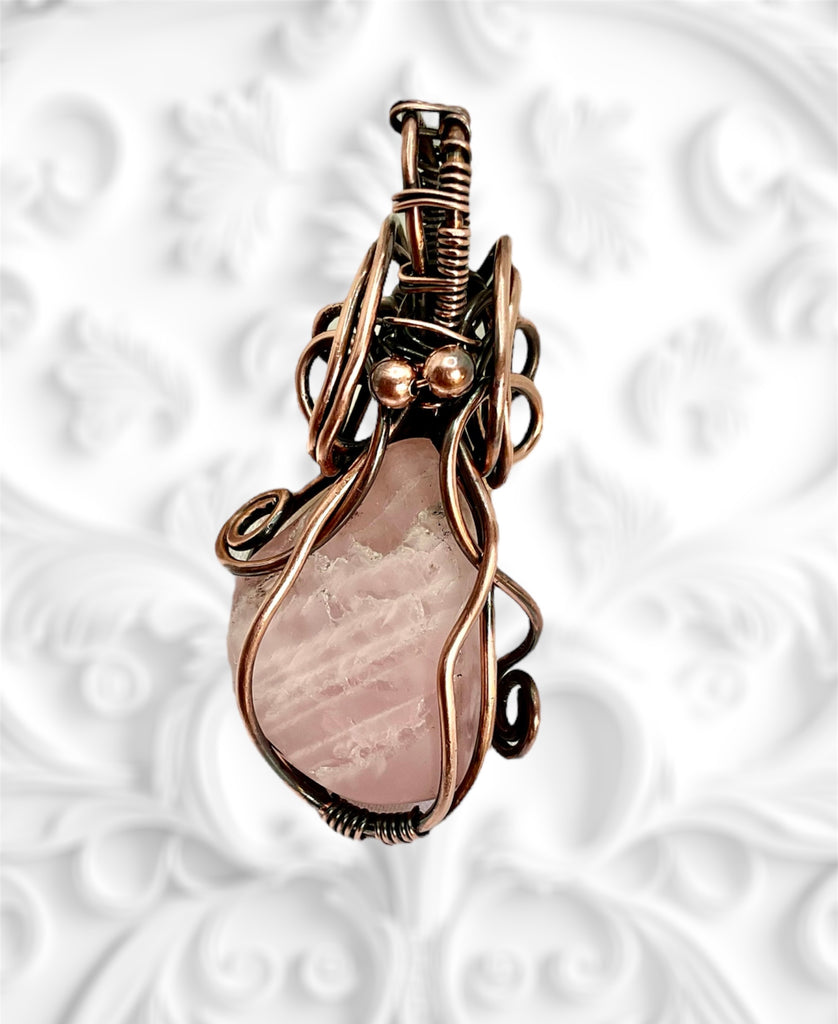 Rose Quartz Wire Wrapped Pendant - Connie’s Crystals 