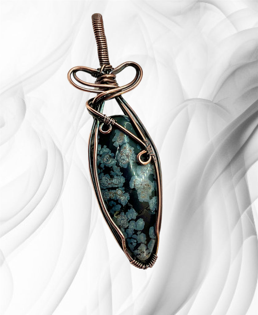 Snowflake Obsidian Wire Wrapped Pendants