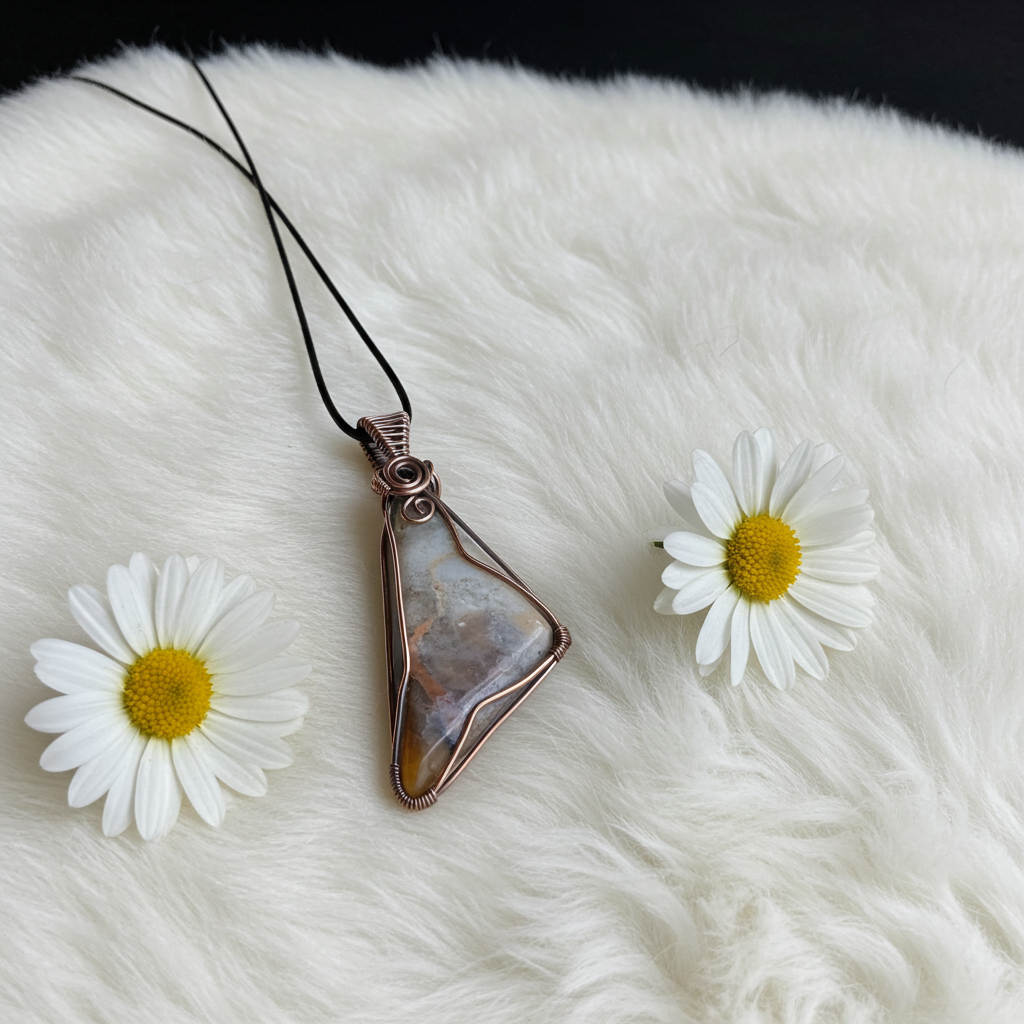 Tiffany Stone Wire Wrapped Pendant - Connie’s Crystals 