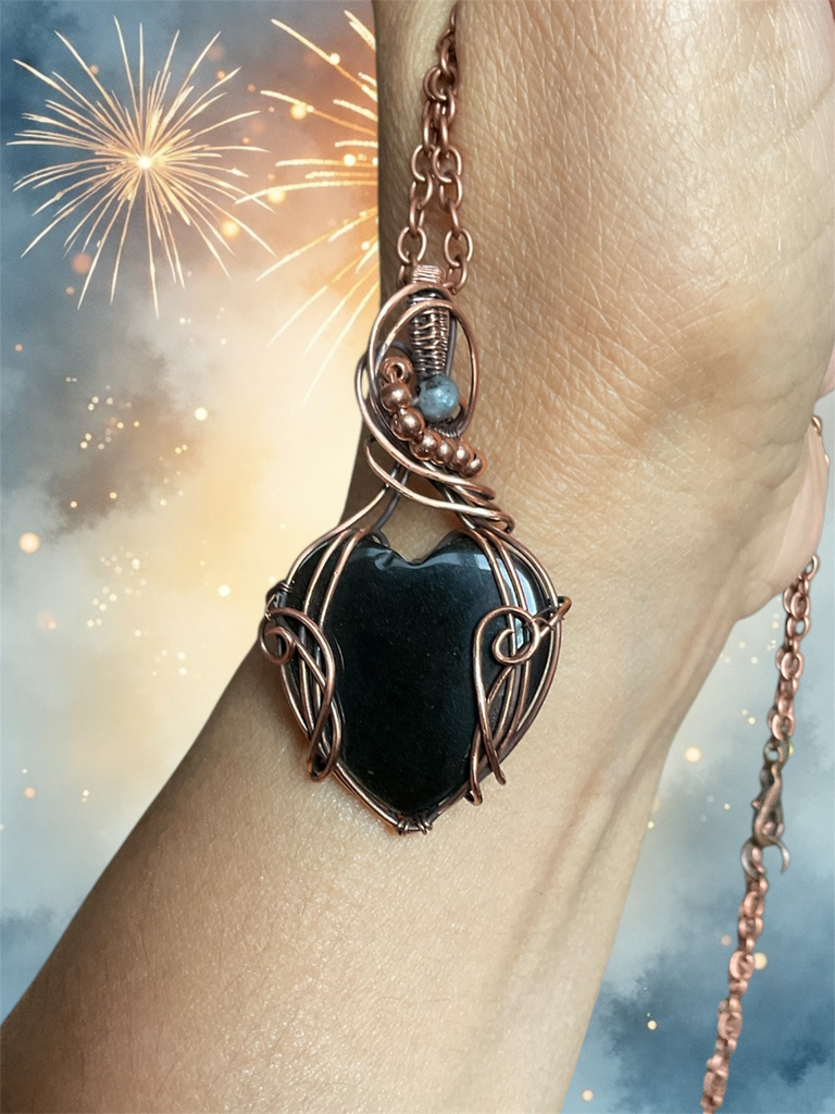 Gold Sheen Obsidian Heart Pendant