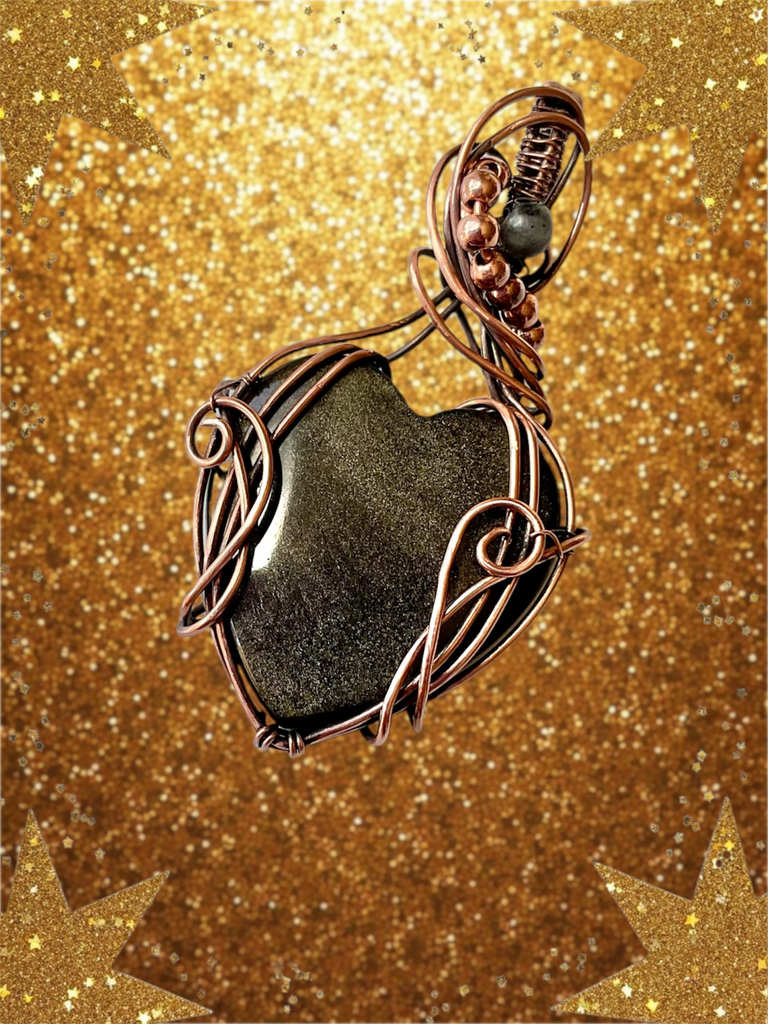 Gold Sheen Obsidian Heart Pendant
