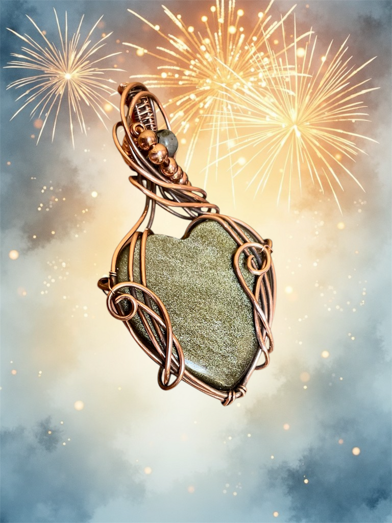 Gold Sheen Obsidian Heart Pendant
