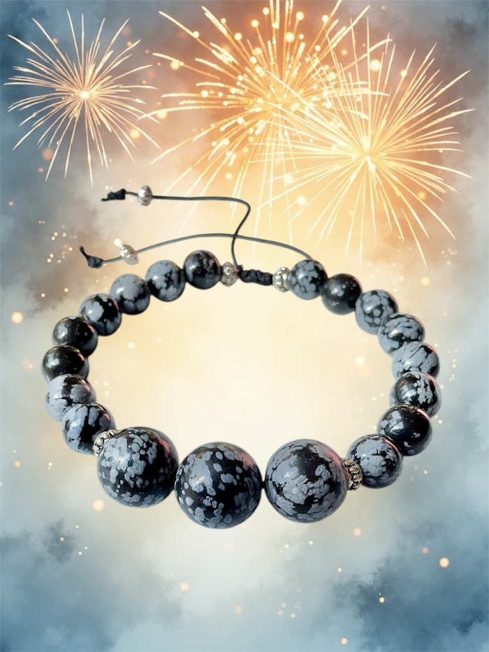 Snowflake Obsidian Adjustable Bracelet - Connie’s Crystals 