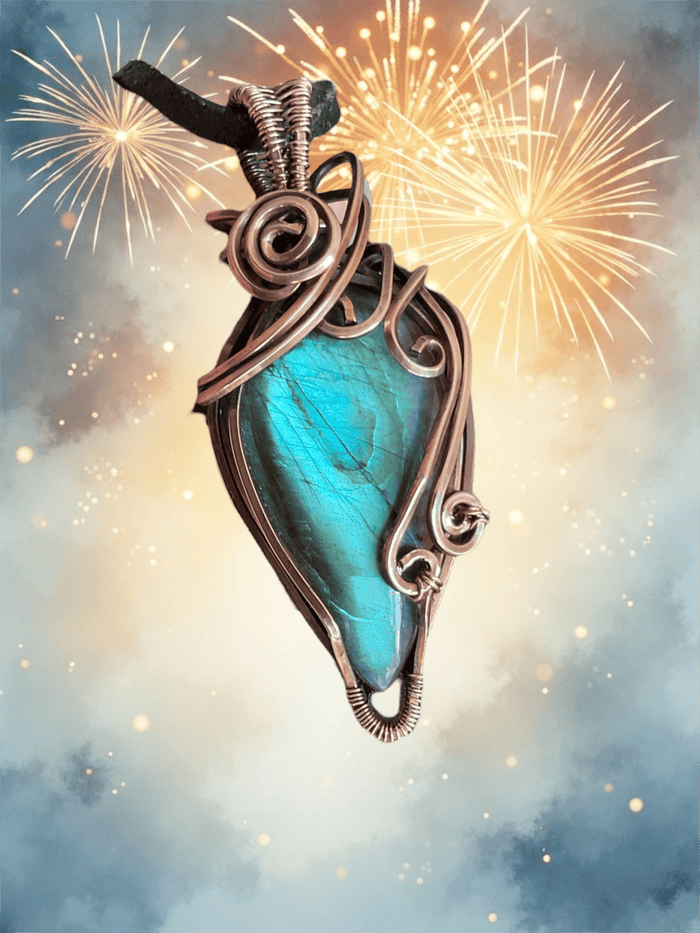 Labradorite Pear Shaped Wire Wrapped Pendant - Connie’s Crystals 