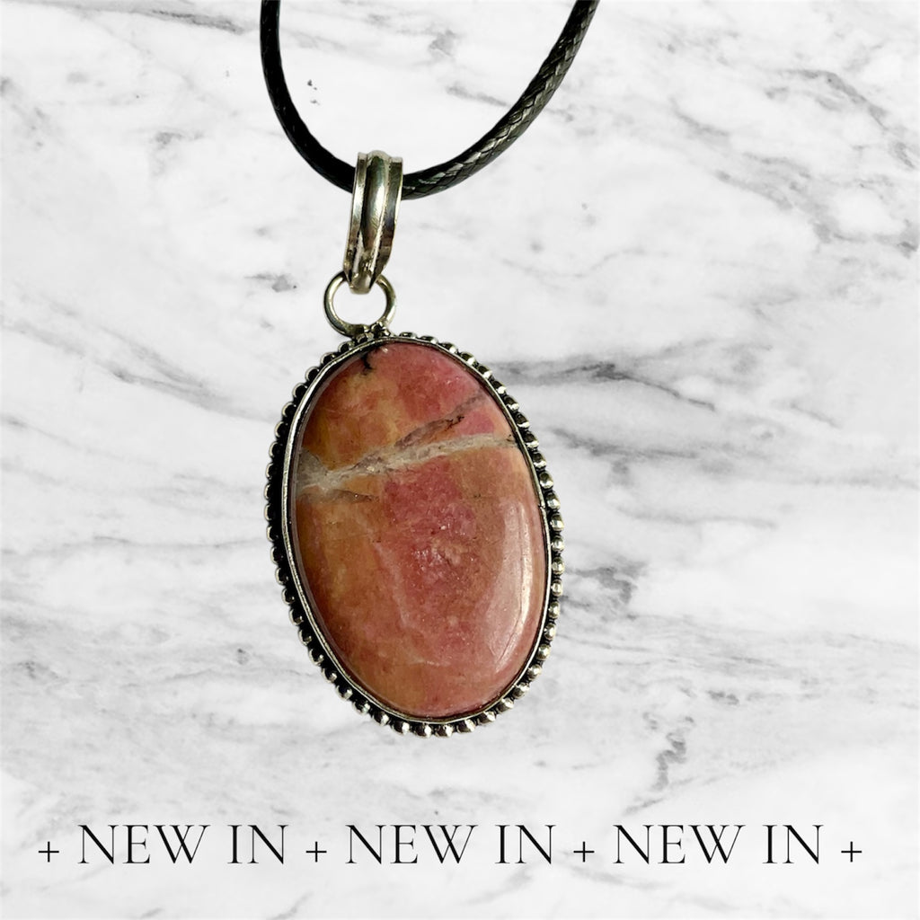 Rhodonite Pendant in Sterling Silver - Connie’s Crystals 