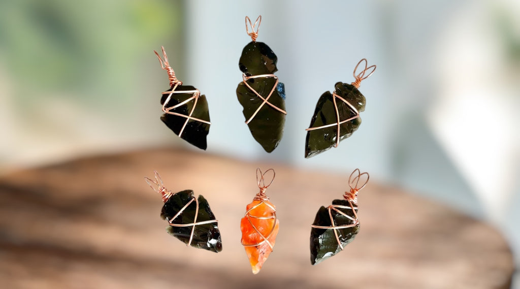Obsidian and Carnelian ArrowPoint Pendants - Connie’s Crystals 