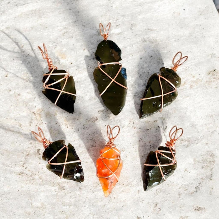 Obsidian and Carnelian ArrowPoint Pendants - Connie’s Crystals 